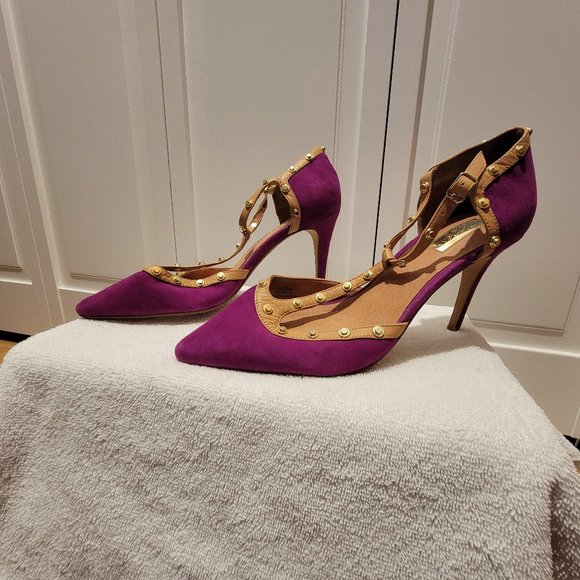 Halogen “Martine” Fuschia/Beige studded pumps size 10M - Picture 1 of 7